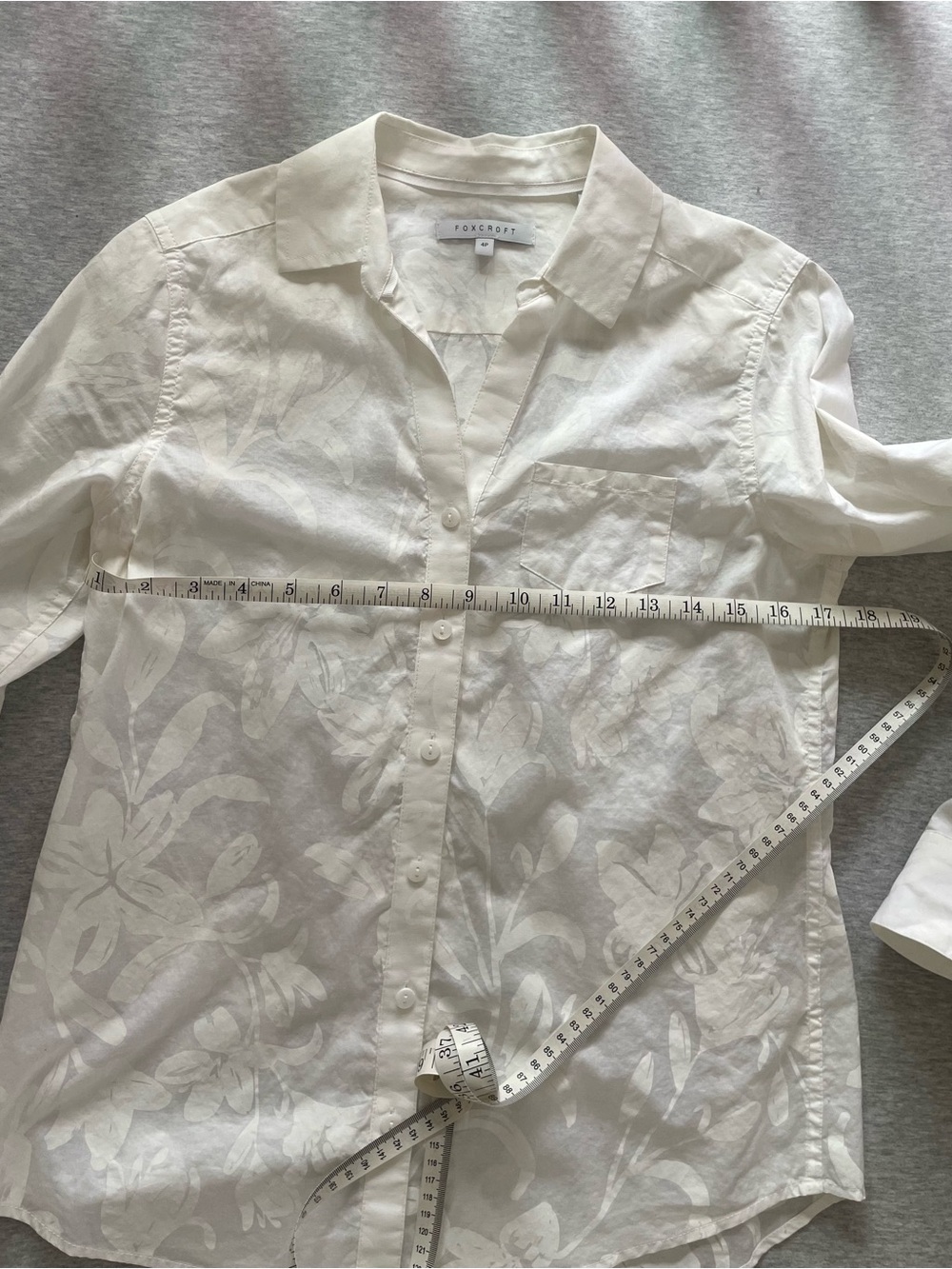 Foxcroft White Floral Jacquard Button-Down Shirt - Picture 3 of 5